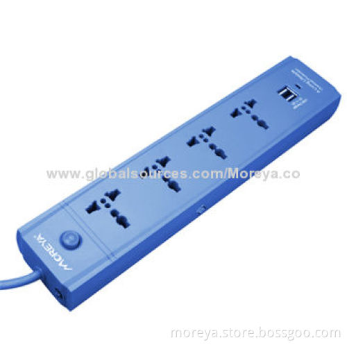 USB Spike Guard for AU, EU, UK, US Usage, with 4 Sockets + 2 USB Ports, Sure/Overload Protection